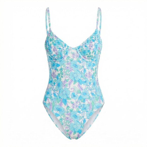 Aqua Other - AQUA Smocked Underwire One Piece Swimsuit